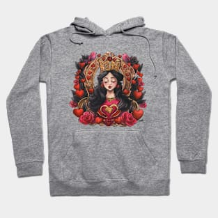 Queen Of Hearts Wonderland Art Deco Watercolour Hoodie